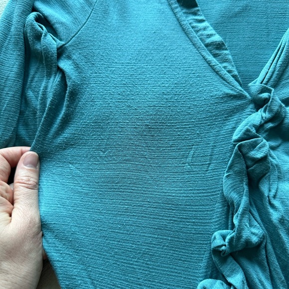Teal long sleeve tshirt with rouched detailing - Picture 5 of 7